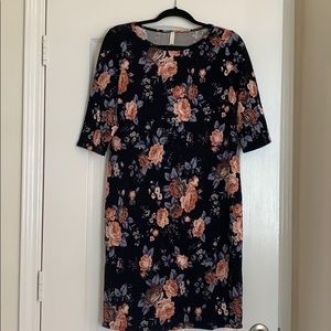 Blue and pink maternity dress